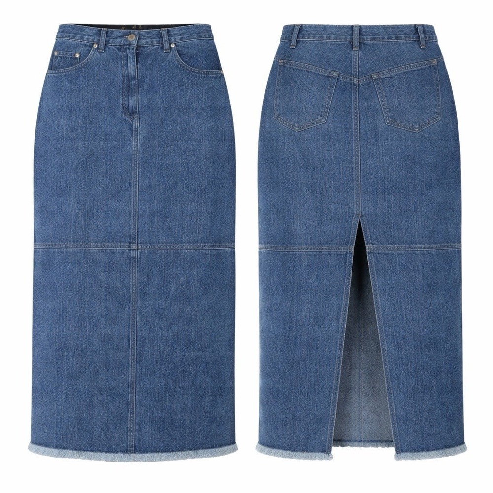 Original TY Wear Denim Maxi Skirt Y2K Sz 10 Raw Hem Western Coastal